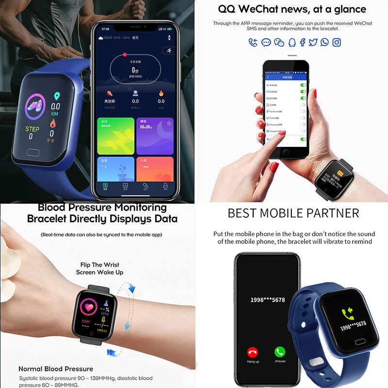 Women's Digital Men Sport Fitness Tracker Smart Bracelet Women Electronic Smart Watch Clock Y68 D20 Smart Watch For Android IOS