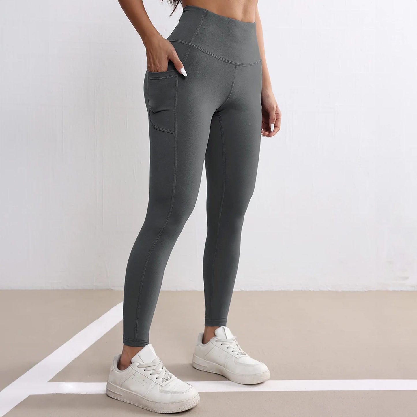 Women Fitness Lenggings With Side pockets Female Full Length Leggings Running Pants Comfortable High Waist Yoga Pants