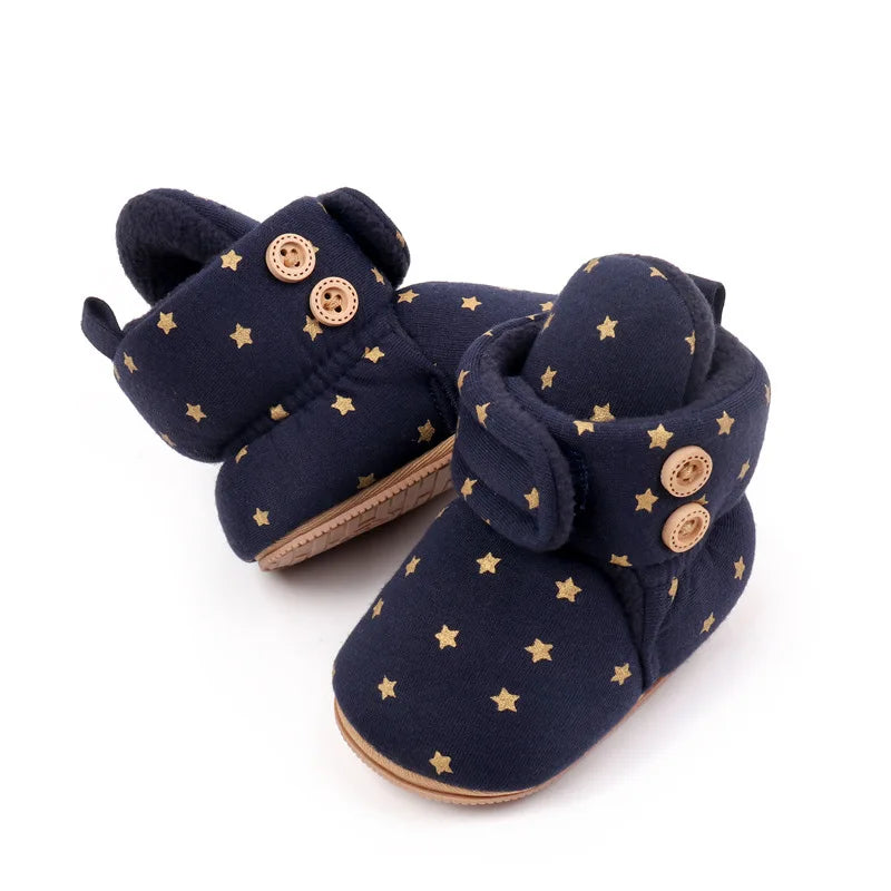 2024 Winter Baby Boots, Infant Girls Boys Warm Fashion Solid Shoes with Fuzzy Balls First Walkers Kid Shoes 0-18M High Quality