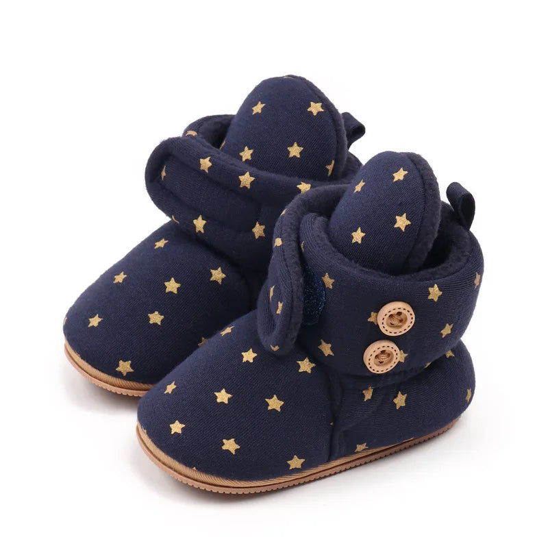 2024 Winter Baby Boots, Infant Girls Boys Warm Fashion Solid Shoes with Fuzzy Balls First Walkers Kid Shoes 0-18M High Quality