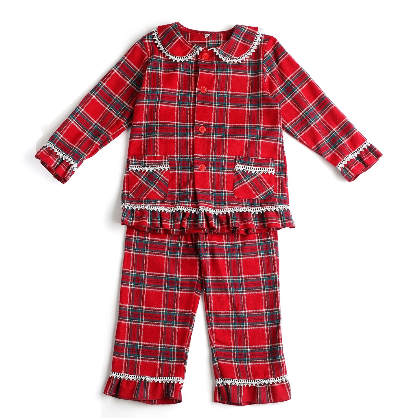 Mudbala Baby Toddler Christmas Matching Family Pajamas Girls Boys Flannel Tartan Kids Pyjamas Set With Eyemasks And Bows Hairpin