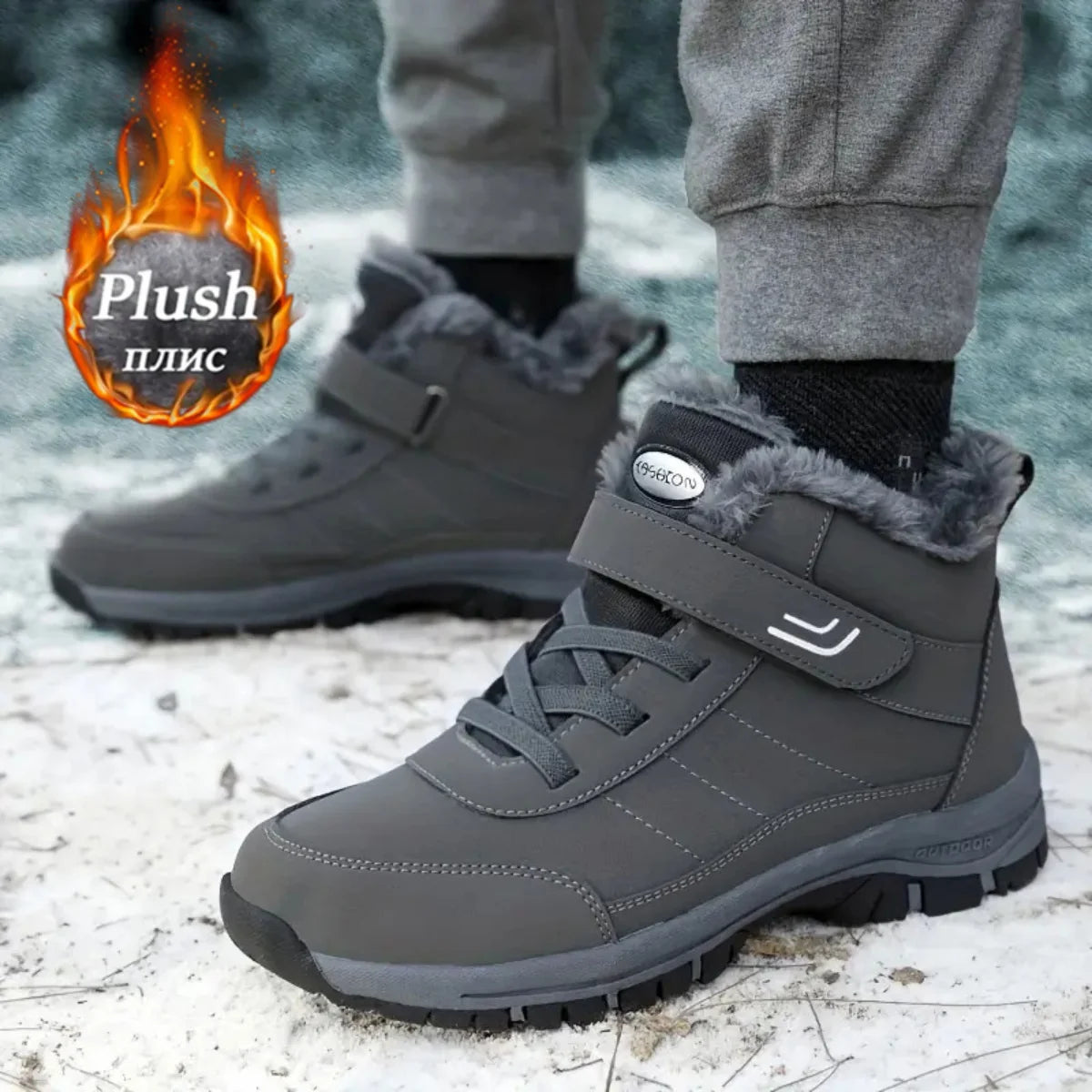 Fleece-Lined Warm Winter Snow Boots, Anti-Slip Shock-Absorbing, Stain-Resistant, Stylish Versatile Unisex Casual Shoes