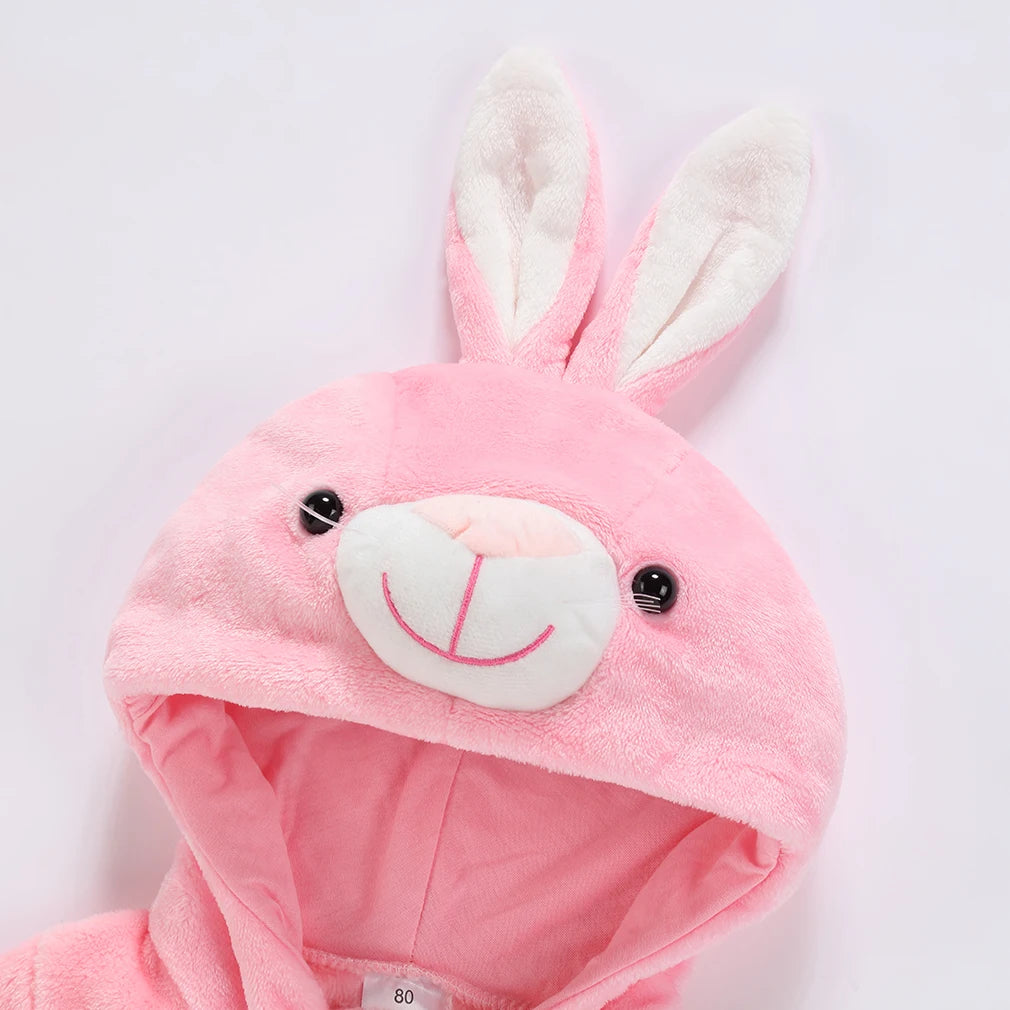Kigurumi Baby Romper for Boys 0 to 3 6 9 12 18 24 Months Tiger Rabbit 2024 Winter Warm Newborn Kids Girl Jumpsuit Zipper Clothes