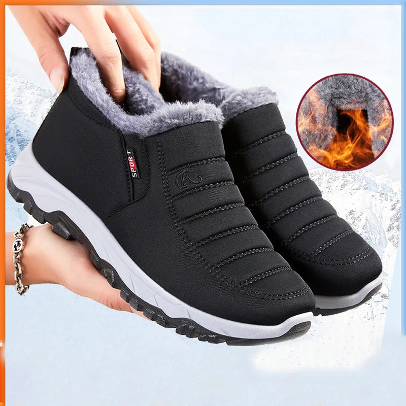 Waterproof Winter Boots for Men's  2025 New Plush Snow Boots Men's Ankle Boots Warm Black Couple Cotton Couples Platform Shoes