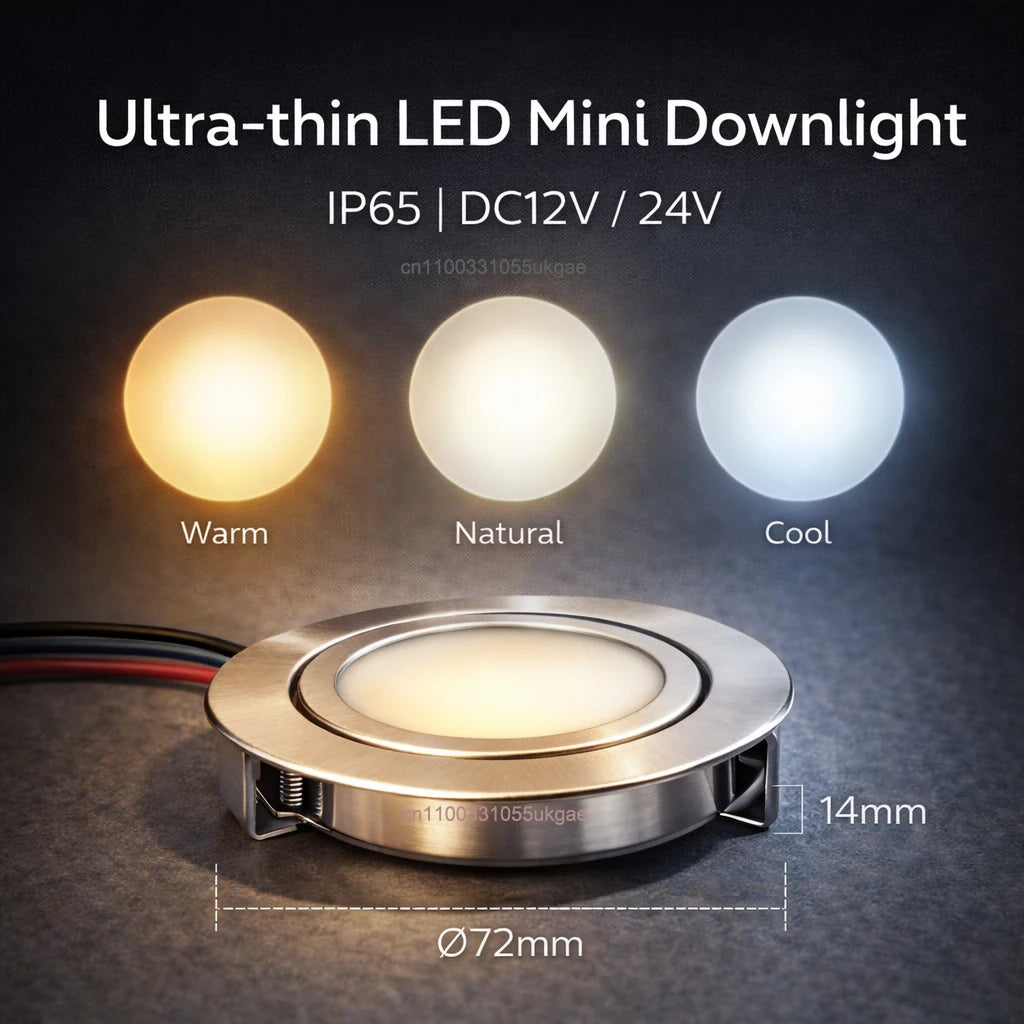 Ultra 14mm Thin LED Lights Mini LED Ceiling Spot Lighting 3W 5W 12V 24V Kitchen Bathroom Mirror Home Décor Lamps Dimming