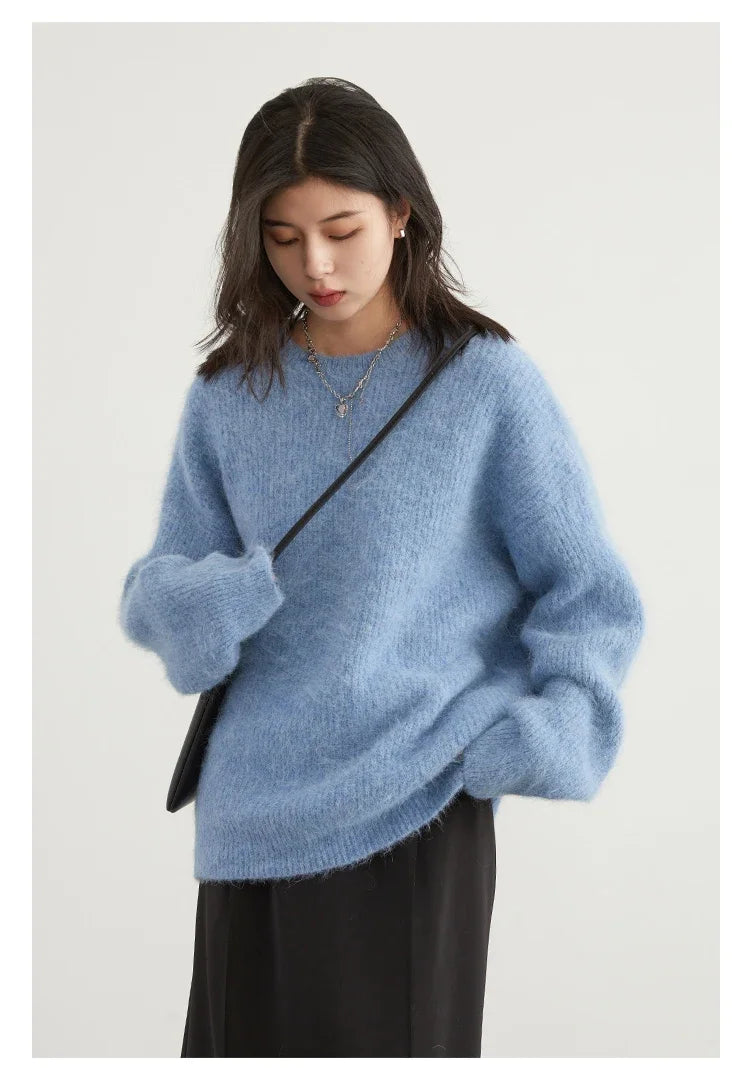 CHIC VEN Women Sweater Long Sleeve Pullover Solid Loose O Neck Soft Alpaca Female Tops Woman Knitwear Jumpers Spring Autumn 2024