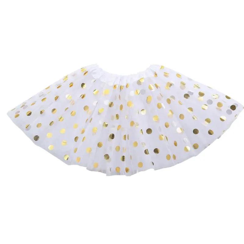 Children Toddler Girl Multi Layers Pleated Tutu Skirt Solid Color Glitter Gold P