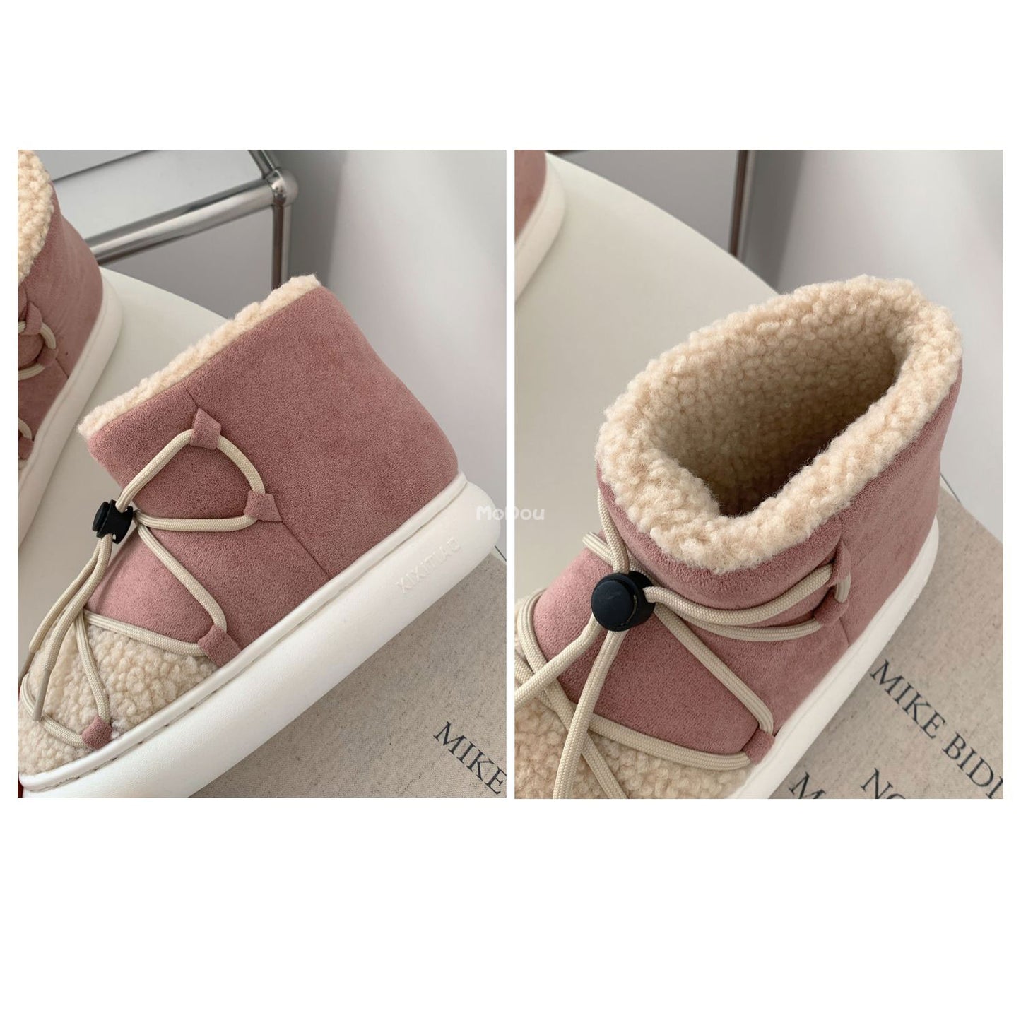 Winter New Warm Snow Boots 2025 Fur Design Women Short Boots Non-slip Light Comfortable Child Home Slippers High Top Shoe