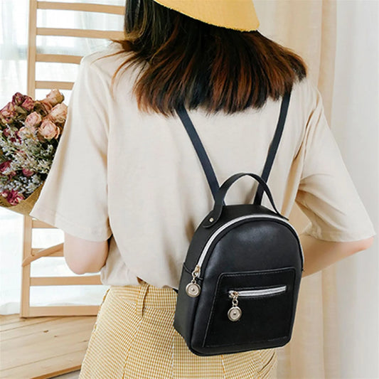 Mini Backpack for Women PU Leather Multifunction Crossbody Bag Small Fresh Solid Color Ladies Phone Pouch Pack Shoulder Bag NEW