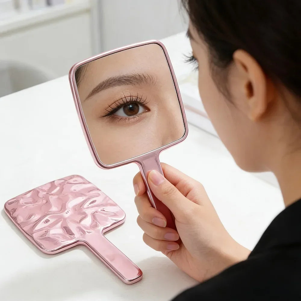 Professional Eyelash Extension Mirror Handheld Stainless Steel Lash Tech Supplies Salon Inspection Tool Makeup Photography Props