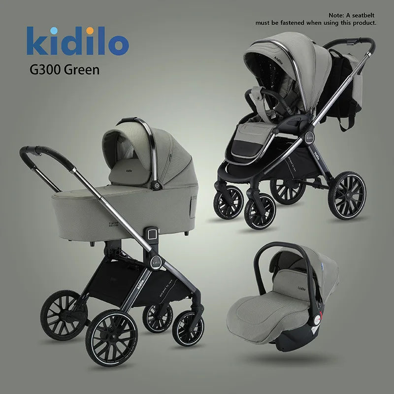 High-view 3-in-1 Baby Stroller Reversible Baby Stroller with Carrier Newborn Baby Stroller Shock Absorption Foldable