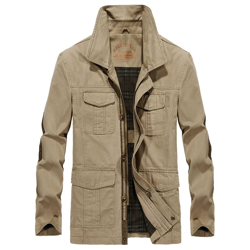 Spring Autumn Long Men Jackets Army green Cargo Mulit Pockets Trench Work Outwear Casual Coat Jacket Size M-3XL 4XL