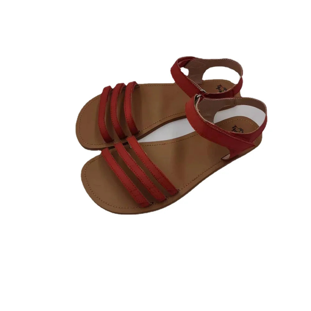 Tipsietoes 2025 Sprinng Barefoot Leather Flat Sandals For Women Shoes With New MInimalist Soft Sole