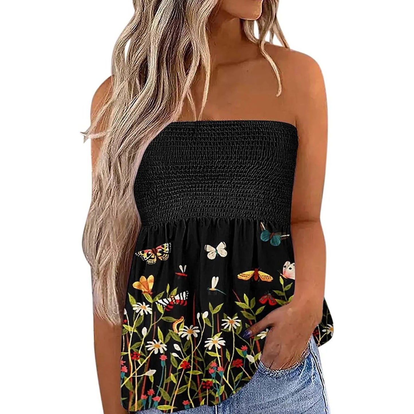 2022 Women Sexy Tube Top Summer Women Casual Tank Crop Tops Solid Color Elastic Design Backless Breathable Strapless Tops