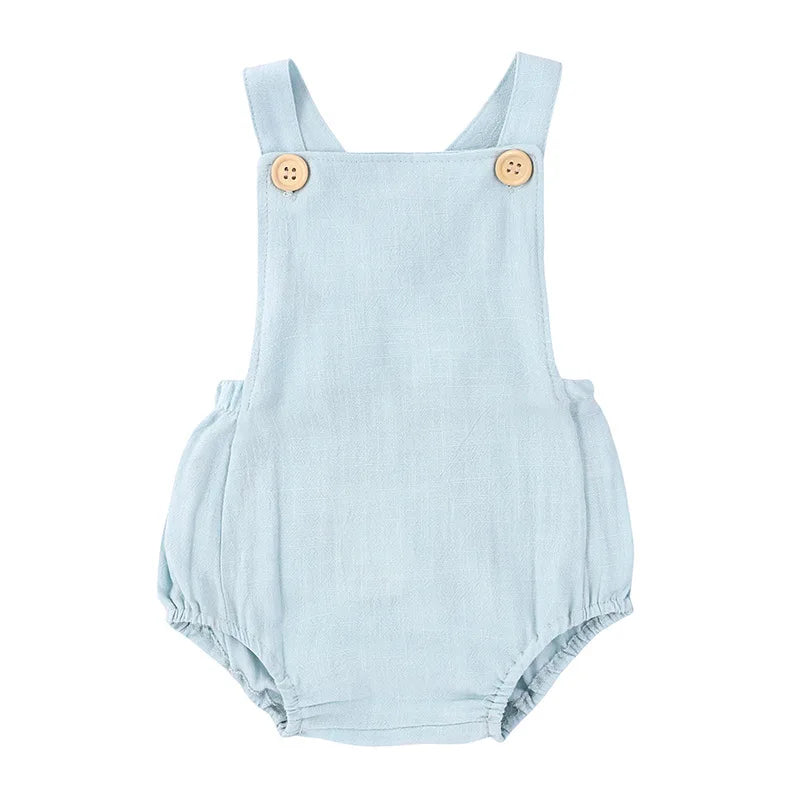 Summer Newborn Infant Baby Boys Girls Rompers Playsuit Jumpsuit Overalls for Kids Cotton Linen Sleeveless Baby Clothing