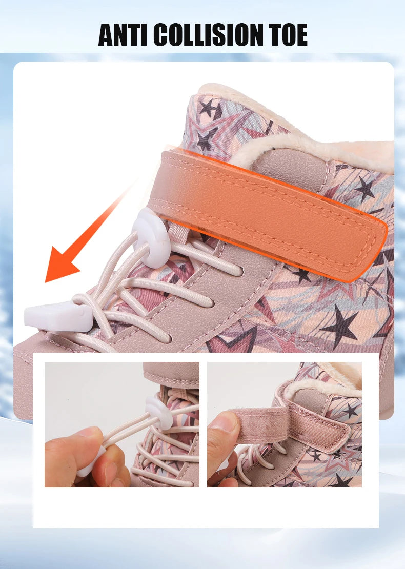 New Parent-child Winter Boots Men and Women Snow BareFoot Outdoor Non-slip Warm Fur Casual Boys/girls Sneakers Kid's Ankle Boots