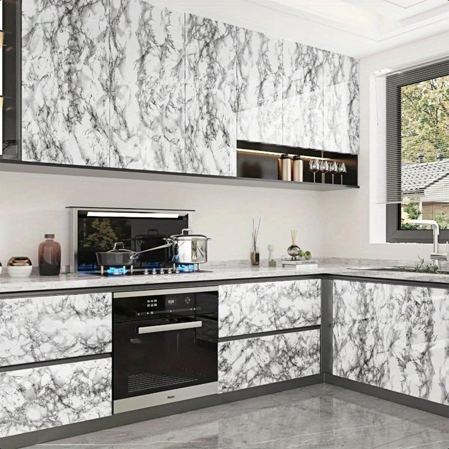 55cm Marble Vinyl Self Adhesive Wallpaper Waterproof Contact Paper PVC Wall Stickers for Kitchen Livingroom Home Decorative Film