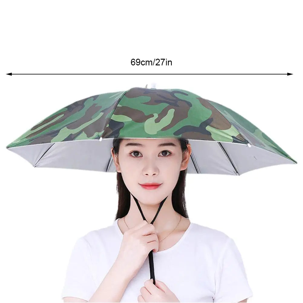 Summer Rain Umbrella Hat Foldable Sun Shade Waterproof Fishing Headwear Cap Beach Head Hats UV Protection Sunscreen