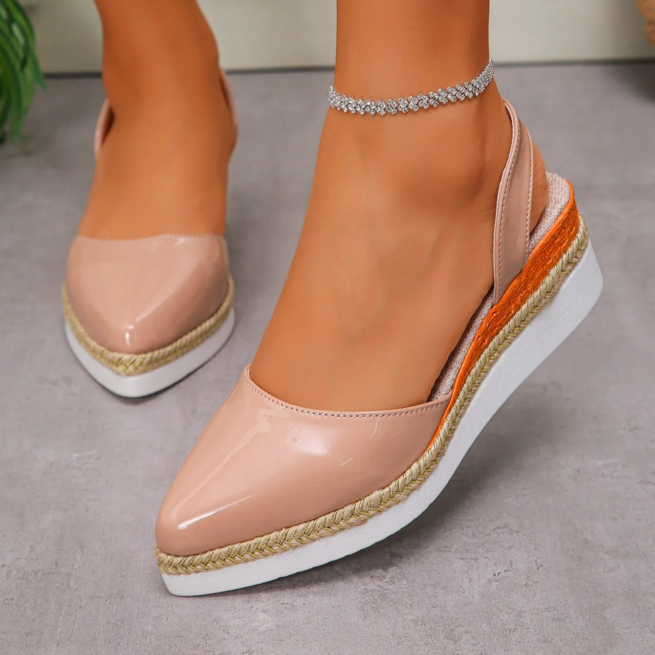 Women's Slingback Sandals 2026 Mid Heels Pointed Toe Closed Toe Sandals Wedge Breathable Casual Comfortable Shoes for Women