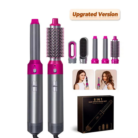 Hair Dryer 5-In-1 Electric Hair Comb Negative Ion Straight Curler Brush Blow Dryer Air Comb Removable Brush Kit Tool
