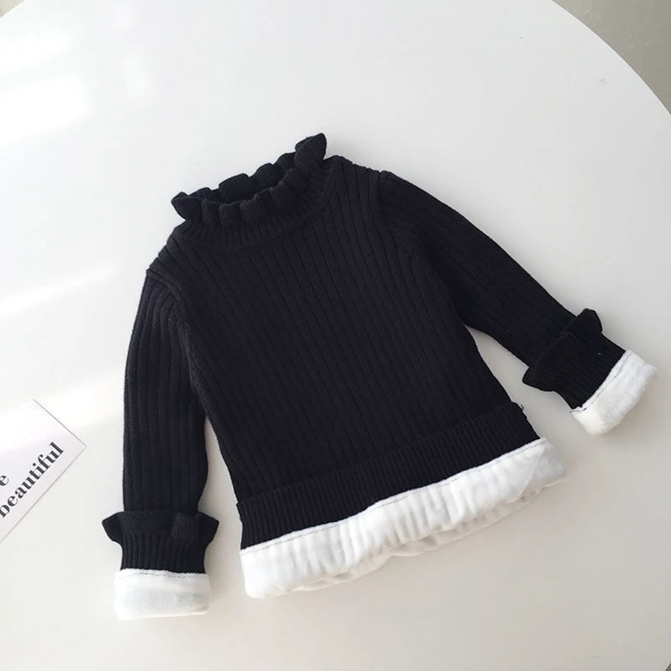Infant Toddler Winter Fleece Sweaters Baby Warm Pullover Girls Thicken Knitting Shirt Kids Long Sleeve Turtleneck Winter Sweater