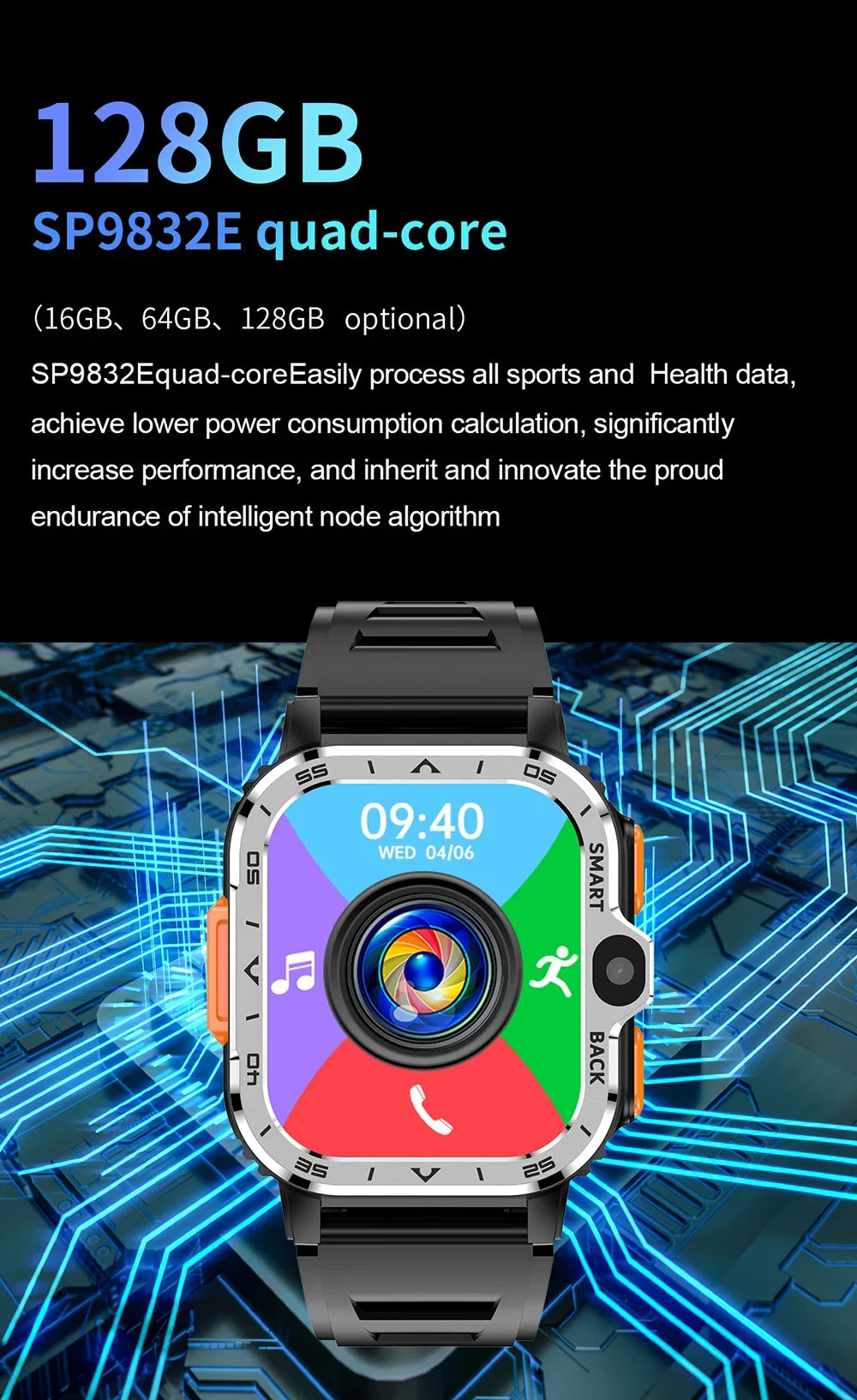 4G LTE Smartwatch Built-in GPS That Combines Video Voice and WiFi Call Messaging NFC 2 HD Cameras Play Store Smart Watch for Men