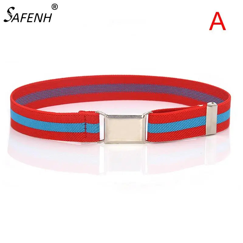 Adjustable Elastic Canvas Belts For Boy Girls Striped Stretch Western Strap Belt Kids Adjustable Buckle Belt Children Waistband