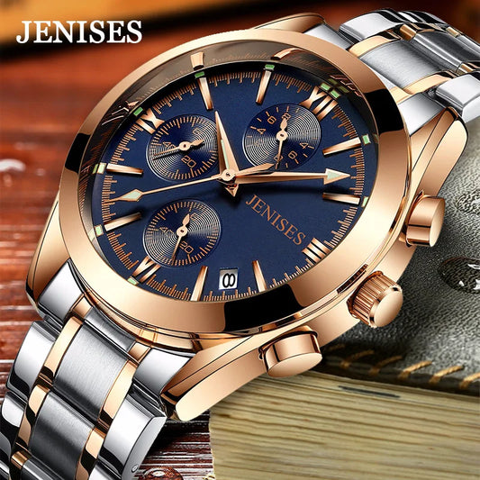 New Original Fashion Watch Waterproof Steel strap Wristwatch Business Men's Multifunctional Quartz Watch for men reloj hombre