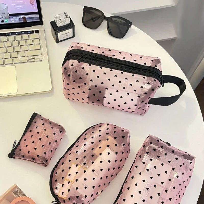Makeup Bag Outdoor Personalized Transparent Nylon Mesh Cosmetic Bags Pouch Travel Organizer Zipper Beach Makeup Women's Purse