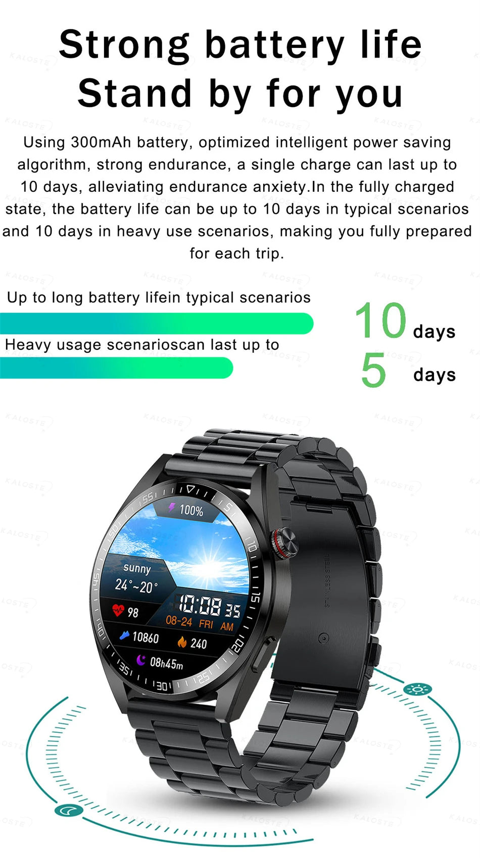 New Smart Watch Mens 4G Memory Local Music Player 454*454 AMOLED Screen Bluetooth Call Sports Man Smartwatch For Man Android iOS