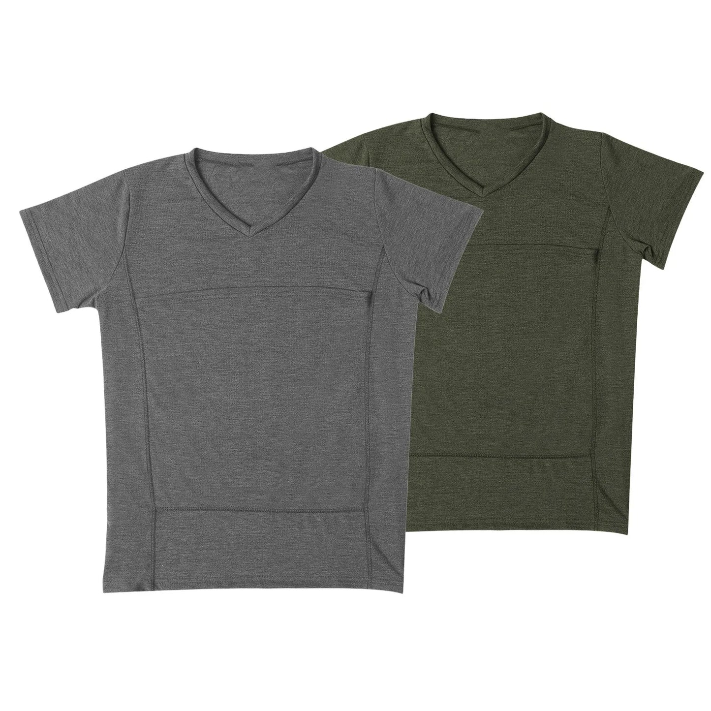 Men's V Neck Short Sleeve Kangaroo T Shirt Baby Carrier Shirt for Dad Skin to Skin Newborn Carry Pocket Parenting Casual Tee New