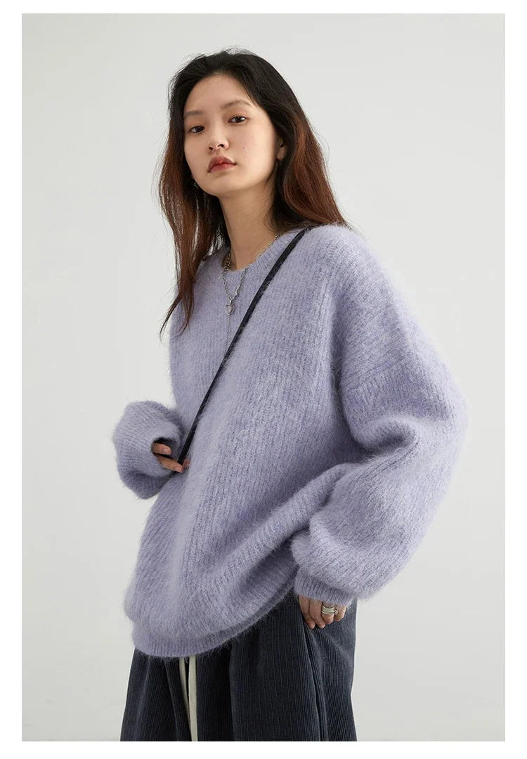 CHIC VEN Women Sweater Long Sleeve Pullover Solid Loose O Neck Soft Alpaca Female Tops Woman Knitwear Jumpers Spring Autumn 2024