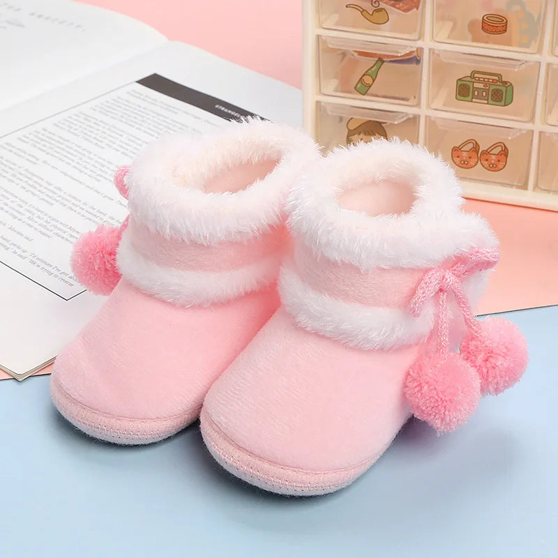 Newborn Winter Warm Toddler Boots Baby Shoes Boys Girls Toddler Sneakers Soft Bottom Infant Flats Warm Snow Boots  0-18M