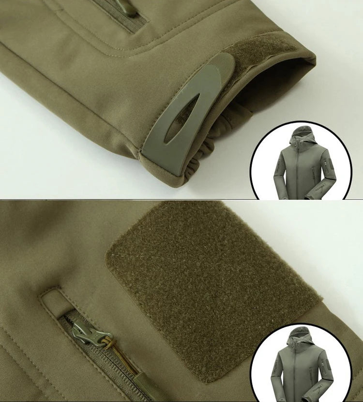 Men Winter Autumn Fleece Tactical Parkas Waterproof Cargo Jackets Windbreak Hiking Camping Climbing Softshell Casual Hood Coats