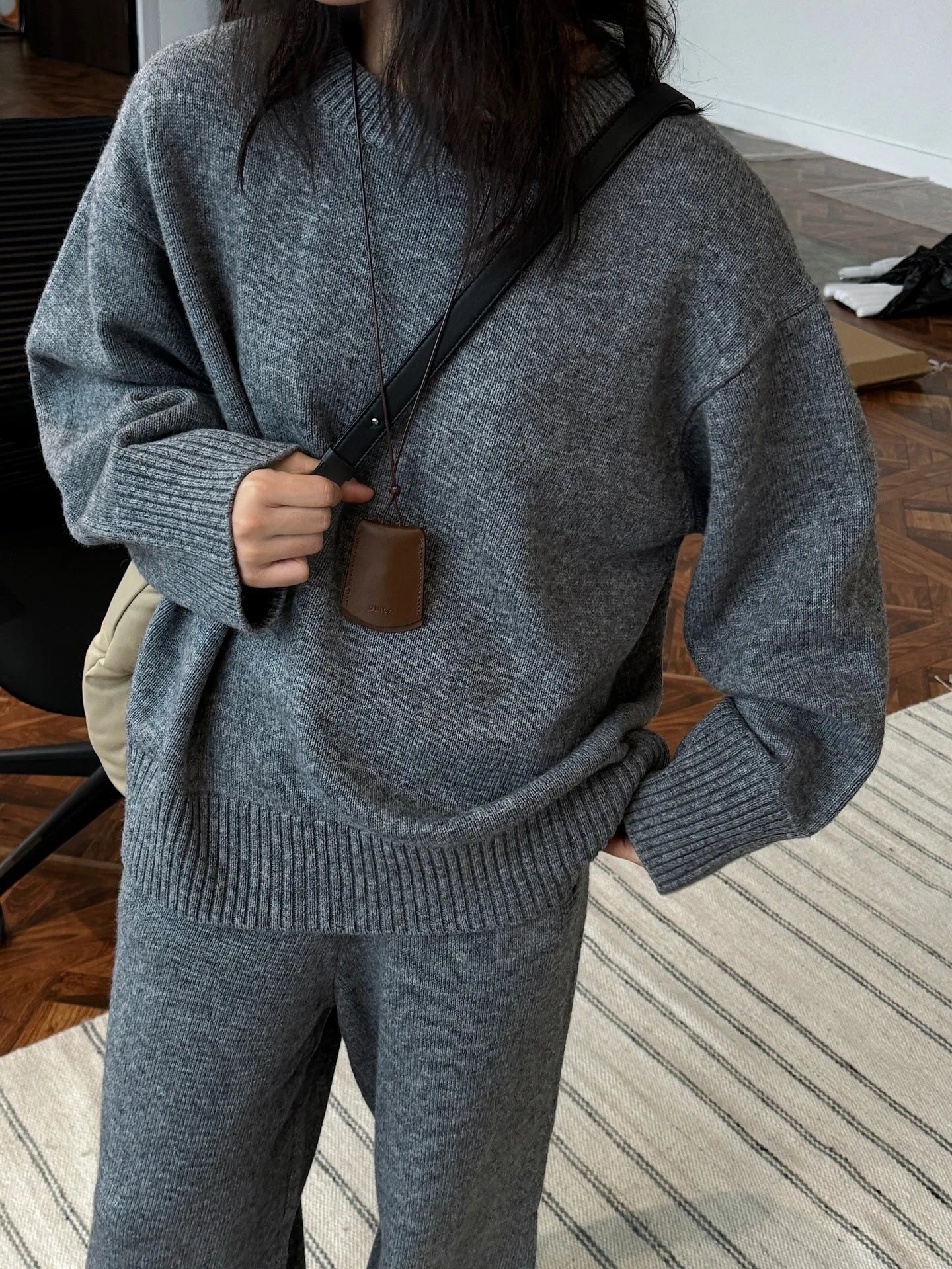 Women Sweater Suits High Quality 50% Wool Pullover With Knitted Pants Two Piece Sets Tracksuits Ladies Outfits Winter Clothes