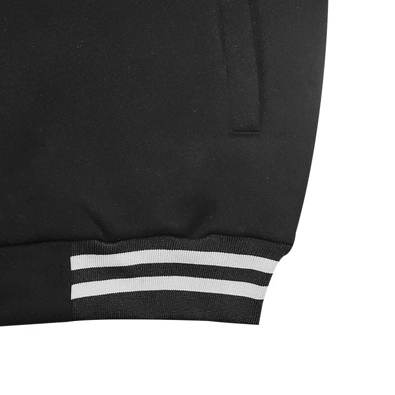 Men's baseball jacket autumn and winter fleece American solid color loose casual stand-up collar single-breasted flight jacket