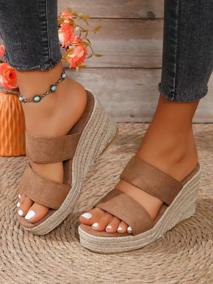 Women's Summer Espadrille Wedge Sandals Double Strap Platform Mules Open Toe Casual High Heel Beach Slides Shoes for Ladies 2026