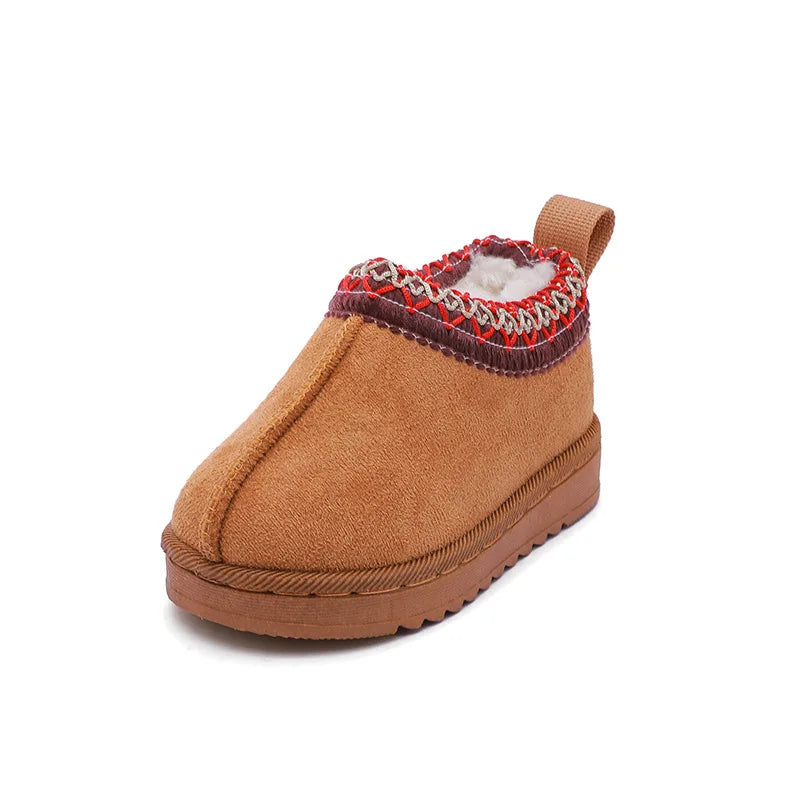 Baby Warm Snow Boots Winter 2026 New Fashion Children's Ankle Boots Girls Low-top Cotton Shoes Boys Plush Suede Short Boots
