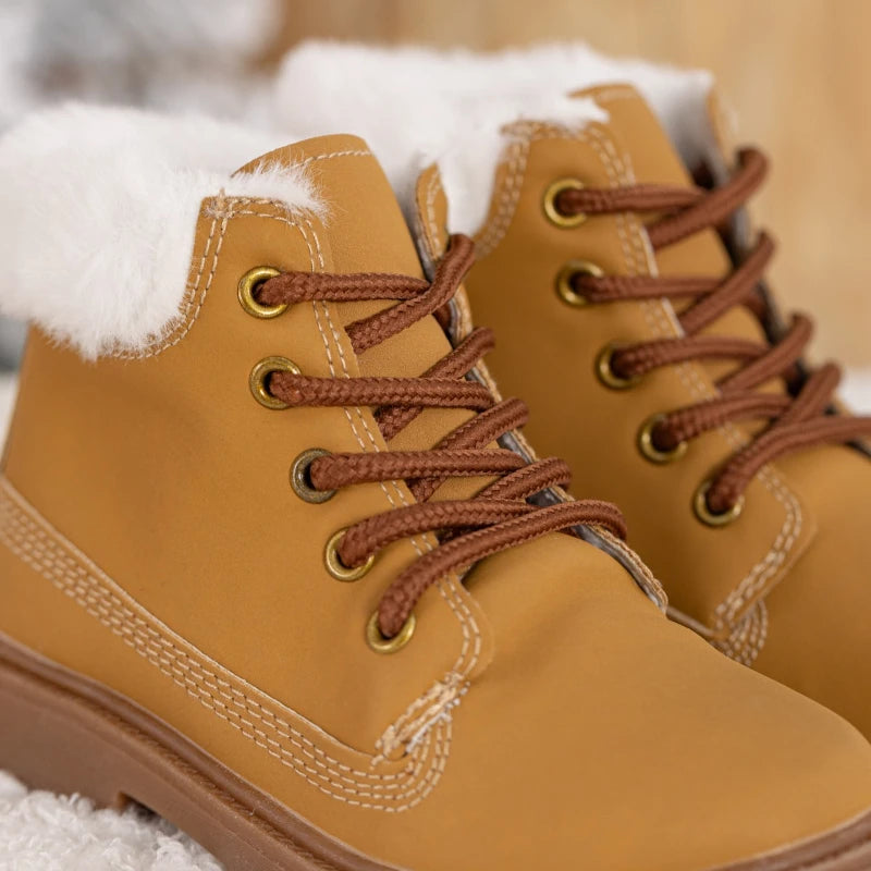 New Children's Winter Boots for Boy Warm Outdoor Girls Fashion Ankle Boots Solid Color Versatile Kids Causal School Cotton Boots