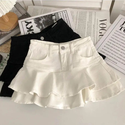 Girls Skirt 2023 New Fashionable Spring and Summer Elastic Waist Casual Simple Solid Color Sweet Girls Mini Skirts