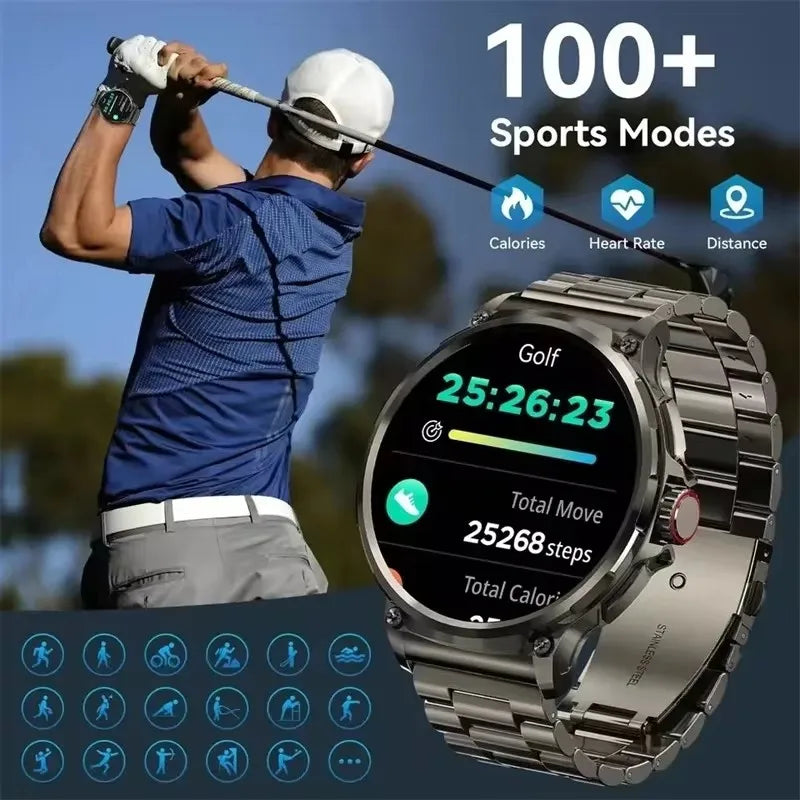 2024 New 1.85-inch Ultra HD Smart Watch Men 710mAh GPS Track HD Bluetooth Call Large Battery Sports Fitness Tracker Smartwatch