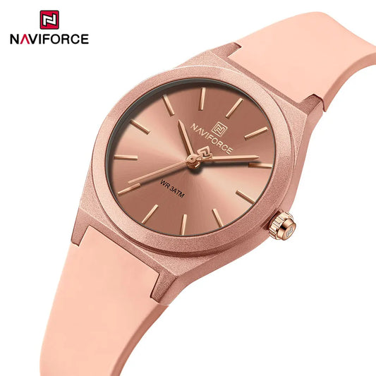 NAVIFORCE Women Watches Silicone Strap Women Quartz Wristwatches Waterproof Round Dial Retro Watch Ladies Girls Reloj Para Mujer