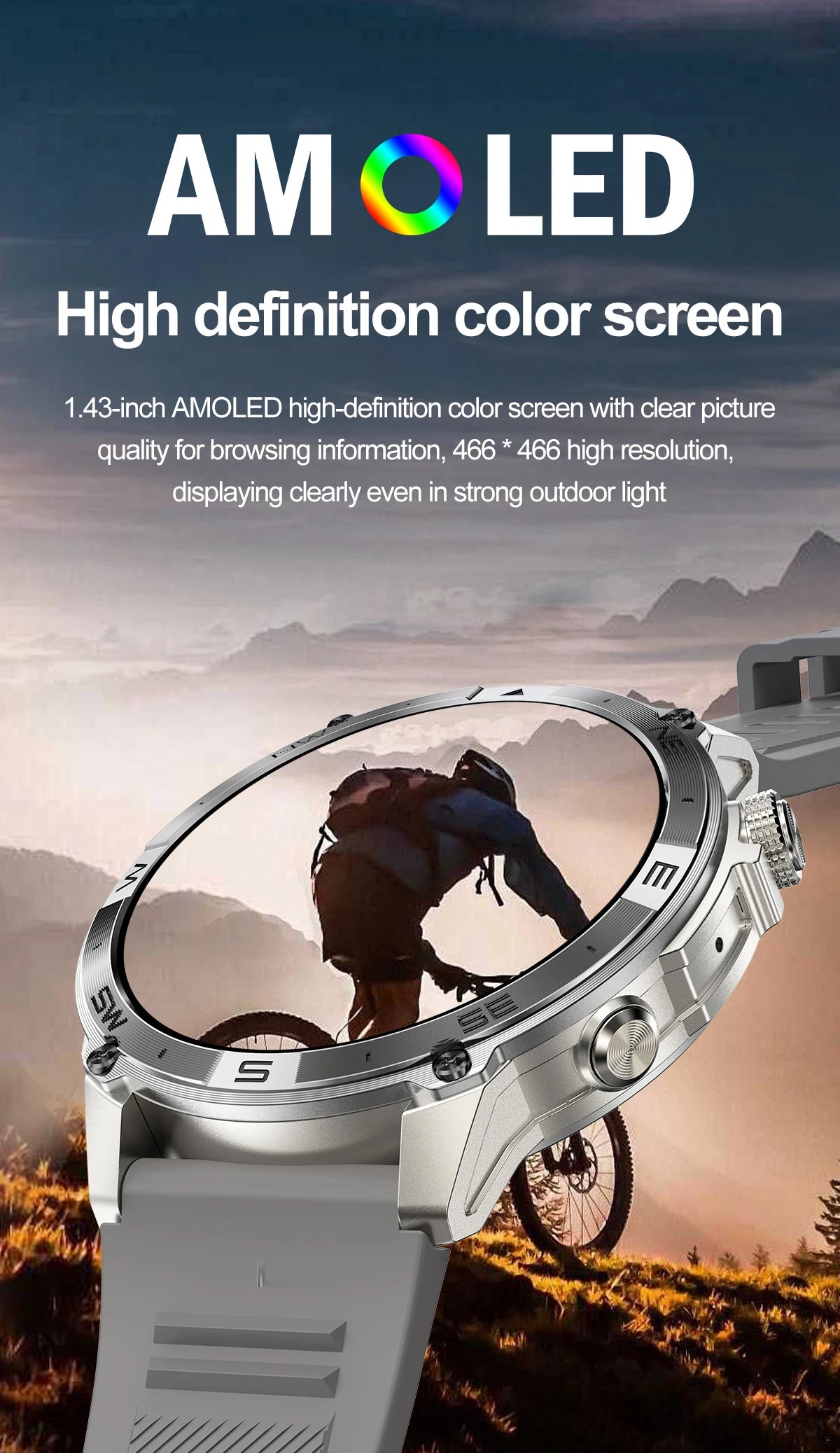 Smart Watch 2026 For Android IOS GPS Compass Sports Smart Watches For Man Women HD AMOLED Bluetooth Call Waterproof Smartwatch