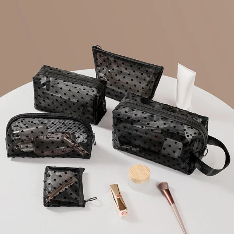 Makeup Bag Outdoor Personalized Transparent Nylon Mesh Cosmetic Bags Pouch Travel Organizer Zipper Beach Makeup Women's Purse