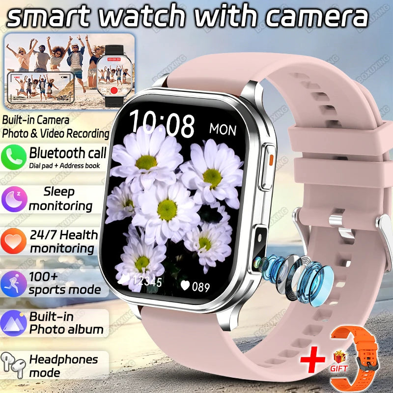 2026 New Smart Watch With Camera Men Women Photos Record Video Health Sports Fitness IP68 Waterproof Call Recording Smartwatches