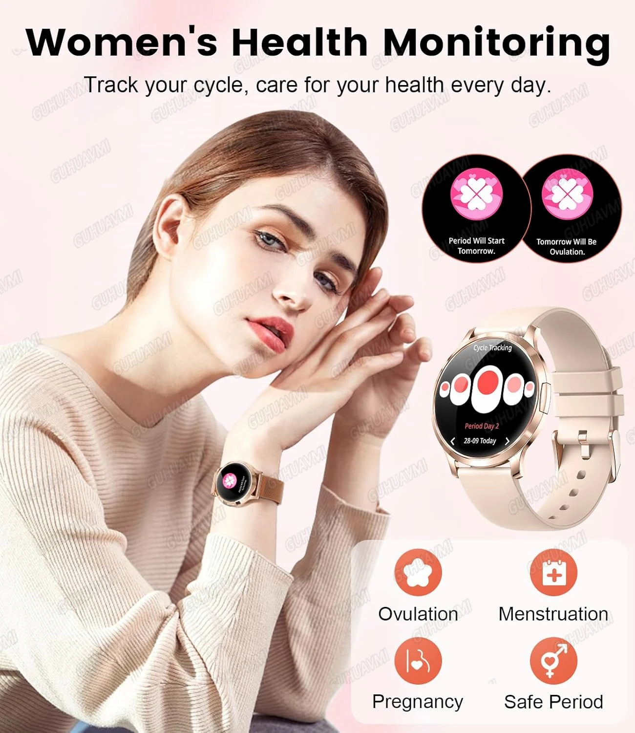 2026New Smart Watch For Women 466*466 AMOLED Display Fitness Monitor Bracelet Ladies' Gift BT Call Digital Clock For Android IOS