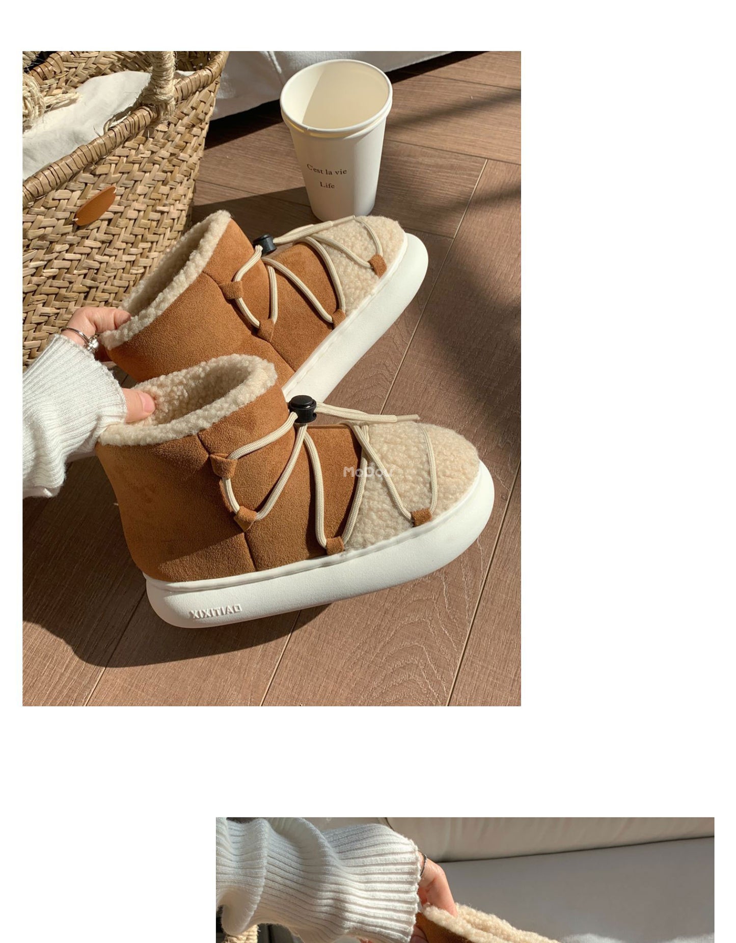 Winter New Warm Snow Boots 2025 Fur Design Women Short Boots Non-slip Light Comfortable Child Home Slippers High Top Shoe