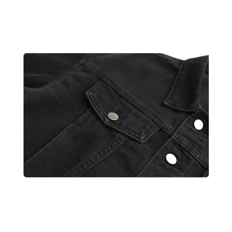 Jackets For Man Coat Spring Vintage Street Loose Black Denim Long Sleeve Top Versatile Outerwear