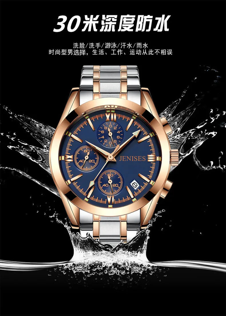 New Original Fashion Watch Waterproof Steel strap Wristwatch Business Men's Multifunctional Quartz Watch for men reloj hombre