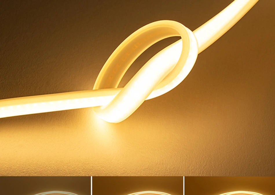 COB LED Strip 360leds/M High Bright EU Plug 220V CRI RA90 Waterproof Outdoor Garden FOB LED Tape For Bedroom Kitchen Lighting